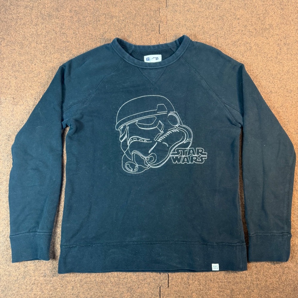 Gap Star Wars Kids Stormtrooper Graphic Sweatshirt Black Size XXL 14-16 Raglan